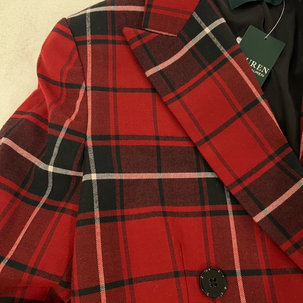 LAUREN Ralph Lauren Women’s  Red Plaid Blazer size 4 - Picture 9 of 16